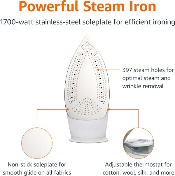 Amazon Basics Steam Iron Stainless Steel Soleplate Auto Shut-1