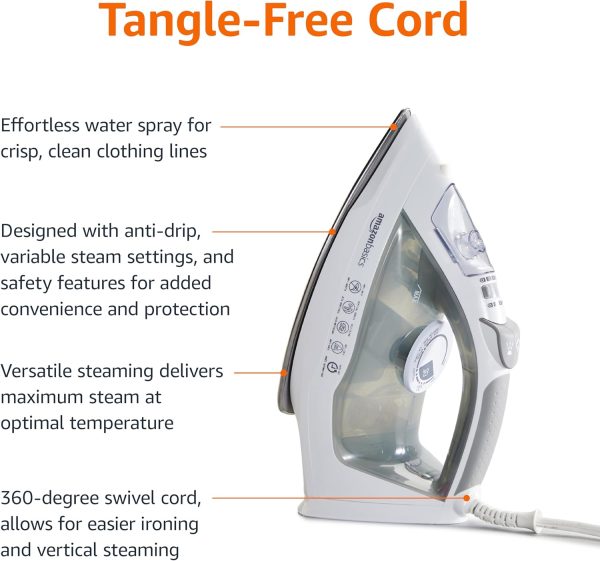 Amazon Basics Steam Iron Stainless Steel Soleplate Auto Shut-3
