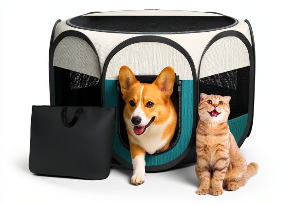 ipetstation Pet Playpen for Small Cats Dogs Portable Safe-0