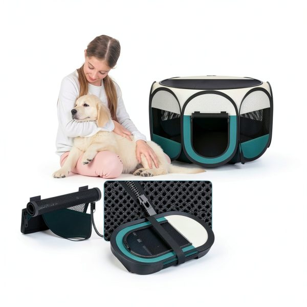ipetstation Pet Playpen for Small Cats Dogs Portable Safe-5